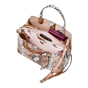 A New Day Snakeskin Print Triple Compartment Satchel Handbag